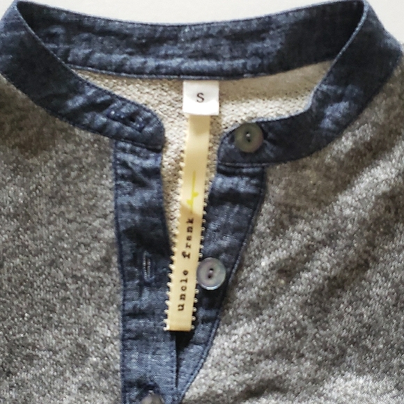 Anthropologie Uncle Frank Shirt Dress Size S Blue Gray Long Sleeve Henley Neck - Picture 3 of 8